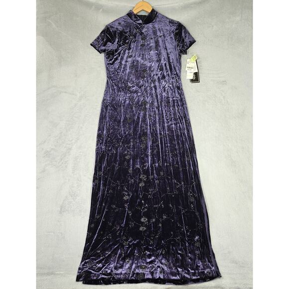 dawn Joy Dresses & Skirts - Vintage Velvet Floral Maxi Dress 9/10 Purple Fairy Goth Whimsigoth Dawn Joy Y2K